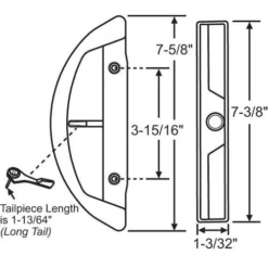 Brixwell 13-518w Patio Door Handle Set White No Key Fits 1-1/2 To 2in Doors