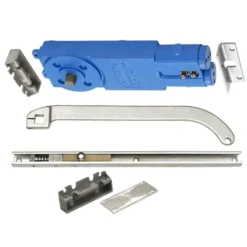 Jackson 21201S62817 Satin Aluminum Adjustable Spring Power Multi Size 105 No Hold Open Overhead Concealed Closer With "S" Offset Slide-Arm Hardware Package