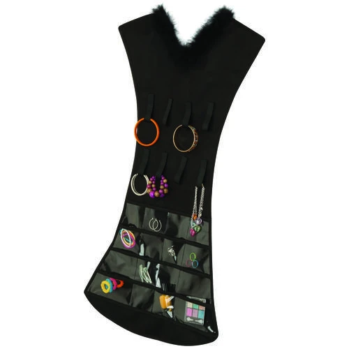 Honey-Can-Do SFT-03618 Jewelry Dress With Fur, 20.08 In W, 34-21/32 In H, Fabric, Black 1 Honey-Can-Do SFT-03618 Jewelry Dress With Fur, 20.08 In W, 34-21/32 In H, Fabric, Black