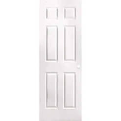 Masonite 61087 28 In. X 80 In. Primed Textured 6-Panel Hollow Core Composite Interior Door Slab With Bore
