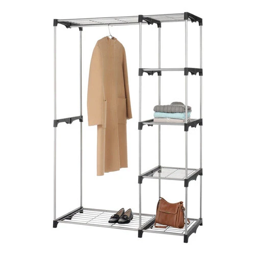 Whitmor 6779-3044 Double Rod Standing Closet 68" H X 45-13/32" W X 19-1/5" L Plastic/Steel Black/Silver 1 Whitmor 6779-3044 Double Rod Standing Closet 68" H X 45-13/32" W X 19-1/5" L Plastic/Steel Black/Silver