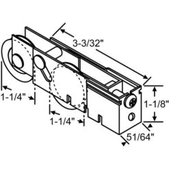 Brixwell 900-19536 Patio Door Roller Tandem 1-1/4 Steel Wheels