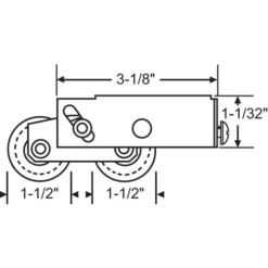 Brixwell 900-22358 Patio Door Roller Tandem 1-1/2 Steel Wheels Top Hole Mounting