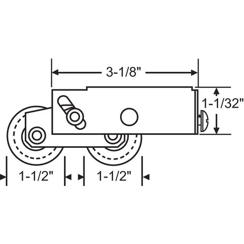 Brixwell 900-22358 Patio Door Roller Tandem 1-1/2 Steel Wheels Top Hole Mounting 1 Brixwell 900-22358 Patio Door Roller Tandem 1-1/2 Steel Wheels Top Hole Mounting